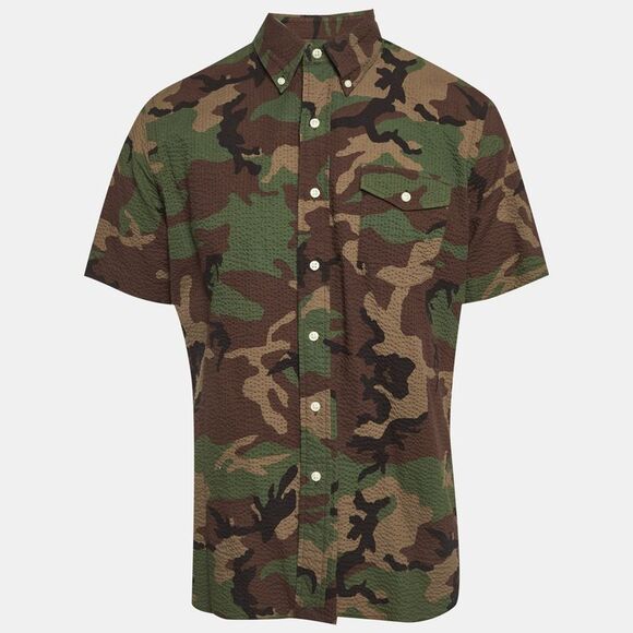 Ralph Lauren Multicolour Camouflage Print Cotton Seersucker Shirt L